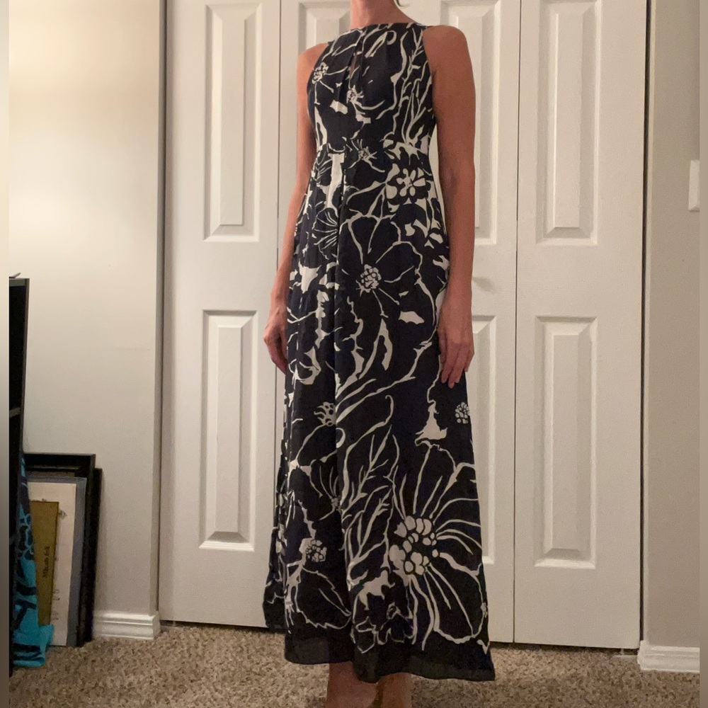 Banana Republic Black and White Floral Maxi Dress